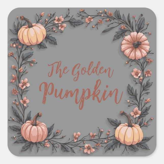 Pegatina Cuadrada La Calabaza Dorada (Anverso)