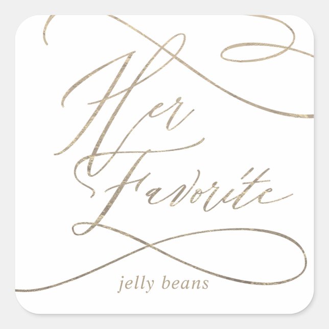 Pegatina Cuadrada La caligrafía romántica de oro es su favor favorit (Anverso)