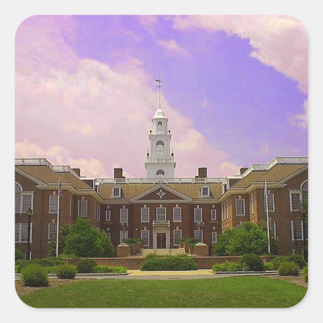 Pegatina Cuadrada La Cámara Legislativa destruyó el Capitolio Estata (Anverso)