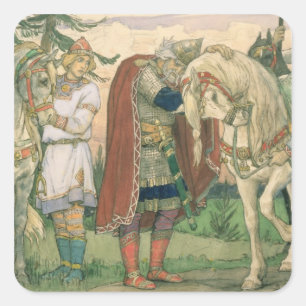Pegatina Cuadrada La canción del príncipe Oleg, 1899