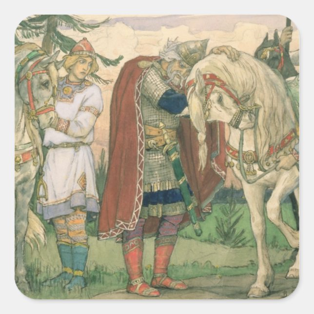 Pegatina Cuadrada La canción del príncipe Oleg, 1899 (Anverso)