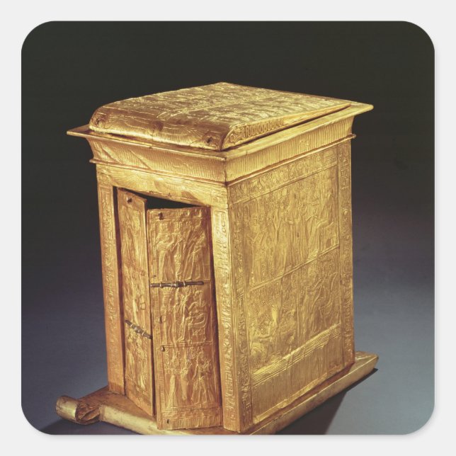 Pegatina Cuadrada La capilla de oro del nuevo reino de Tutankhamun (Anverso)