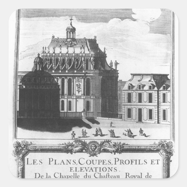 Pegatina Cuadrada La Capilla Real, ilustracion de 'Les Plans (Anverso)