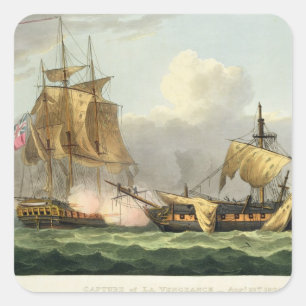 Pegatina Cuadrada La captura de La Vengeance, 21 de agosto de 1800,