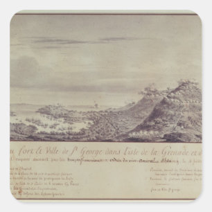 Pegatina Cuadrada La captura francesa Grenada, 1779