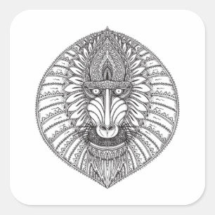 Pegatina Cuadrada La cara inspirada de Baboon