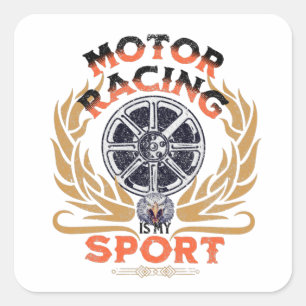 Pegatina Cuadrada La Carreras del motor es mi deporte, la motociclet