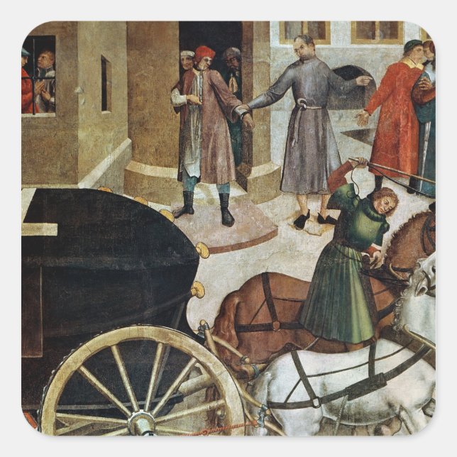 Pegatina Cuadrada La carroza (Anverso)