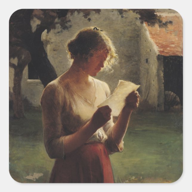 Pegatina Cuadrada La carta (Anverso)