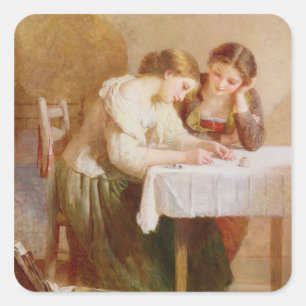 Pegatina Cuadrada La carta de amor de 1871