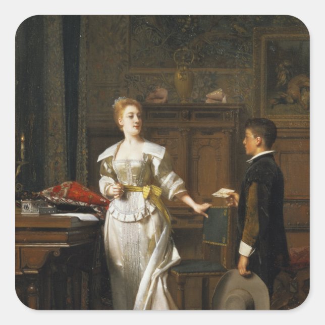 Pegatina Cuadrada La carta de San Valentín (Anverso)