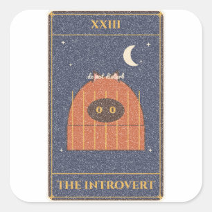 Pegatina Cuadrada La Carta de Tarot del Introvertido
