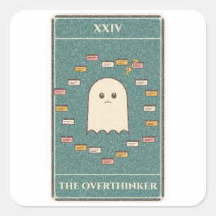 Pegatina Cuadrada La Carta de Tarot del Que Sobrepiensa