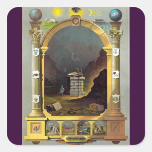 Pegatina Cuadrada La carta masónica