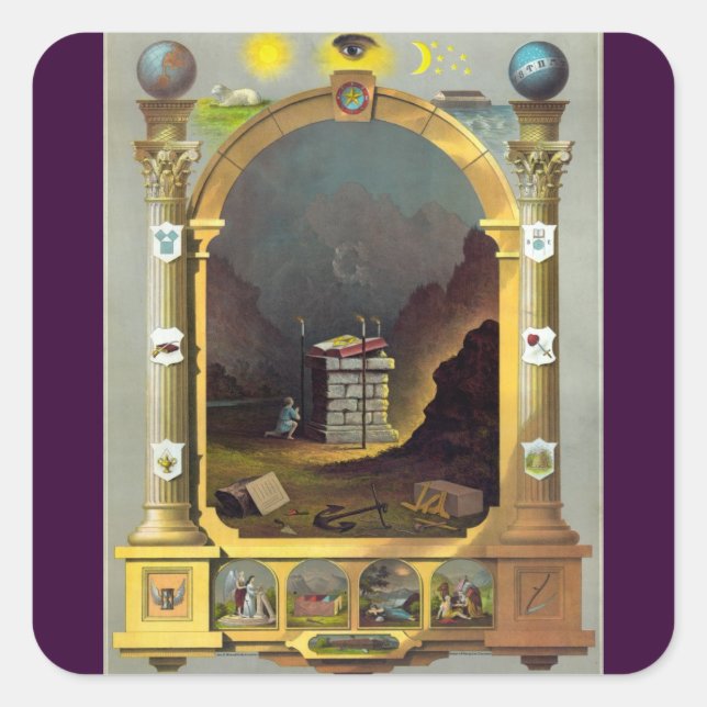 Pegatina Cuadrada La carta masónica (Anverso)