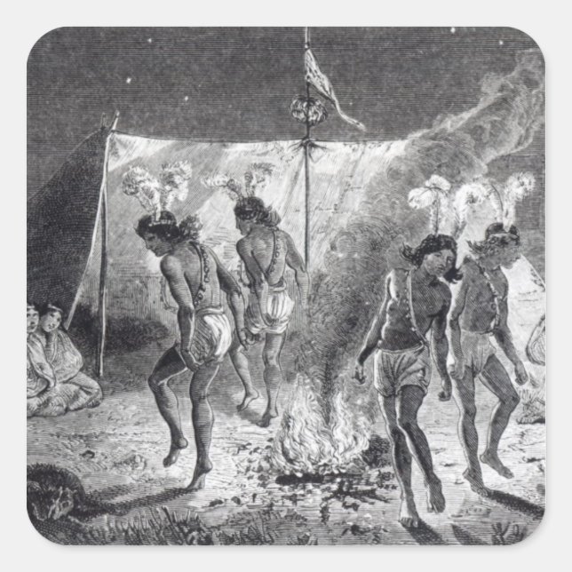 Pegatina Cuadrada La "casa de Bonito" y la danza (Anverso)