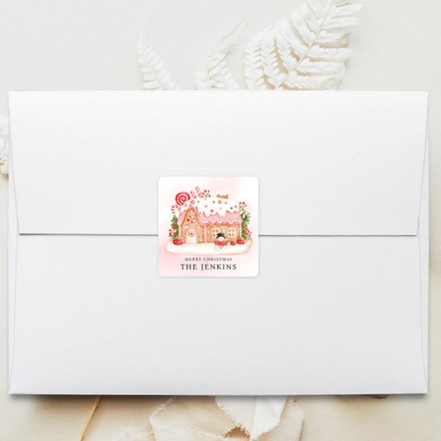 Pegatina Cuadrada La casa de los Navidades Gingerbread Favor (Subido por el creador)