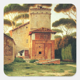 Pegatina Cuadrada La Casa del Portero en el Parque de Villa Borghese
