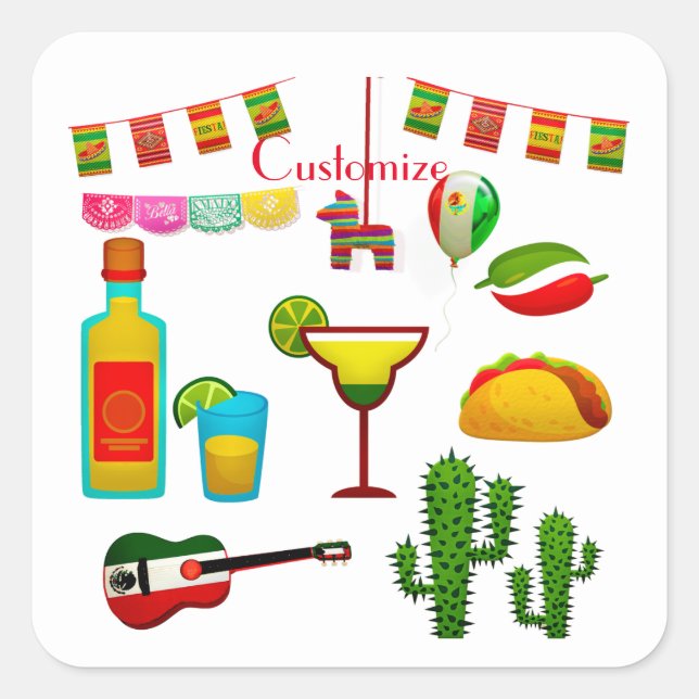 Pegatina Cuadrada La celebración de Cinco de Mayo Thunder_Cove (Anverso)