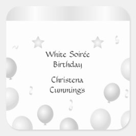 Pegatina Cuadrada La Celebración de Cumpleaños de la Soirée Blanca