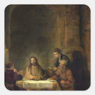 Pegatina Cuadrada La cena en Emmaus, 1648