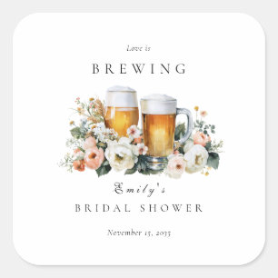 Pegatina Cuadrada La cerveza de la lluvia nupcial está llena de amor