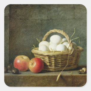 Pegatina Cuadrada La cesta de huevos, 1788