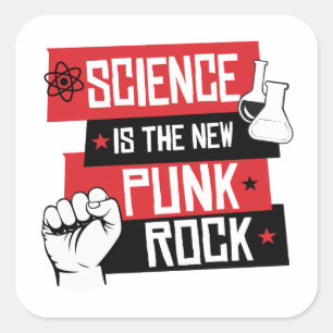 Pegatina Cuadrada La ciencia es la nueva roca del punk
