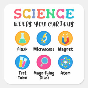 Pegatina Cuadrada La ciencia te mantiene curioso