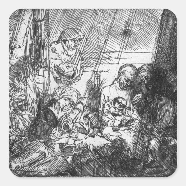 Pegatina Cuadrada La circuncisión, 1654 (Anverso)