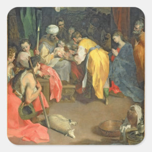 Pegatina Cuadrada La circuncisión de Cristo, 1590 (aceite en lona)