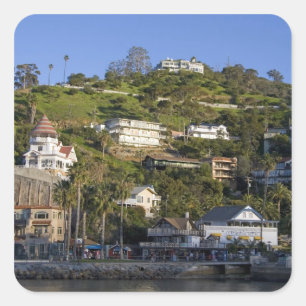 Pegatina Cuadrada La ciudad de Avalon en la isla Catalina,