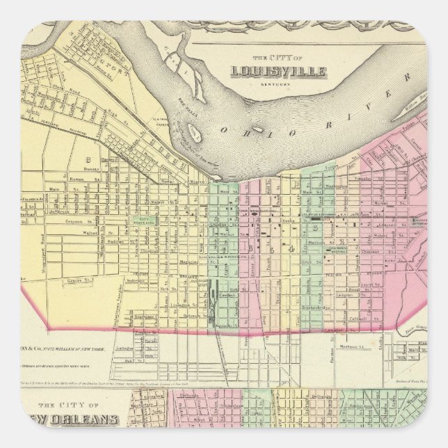 Pegatina Cuadrada La ciudad de Louisville Kentucky (Anverso)