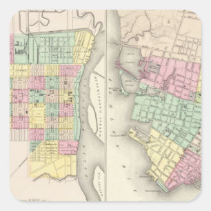 Pegatina Cuadrada La Ciudad De Savannah Georgia