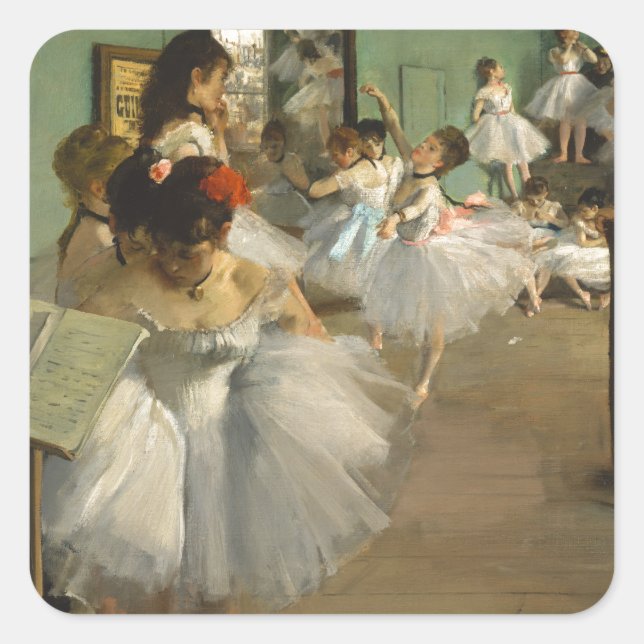 Pegatina Cuadrada La clase de danza - Edgar Degas (Anverso)
