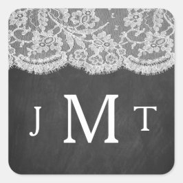 Pegatina Cuadrada La colección de Bodas de Chalkboard y Lace