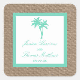 Pegatina Cuadrada La colección de bodas de palmeras tropicales