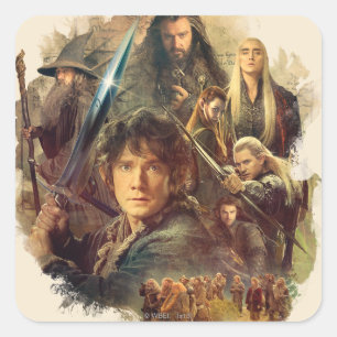 Pegatina Cuadrada La compañía y los duendes de Mirkwood