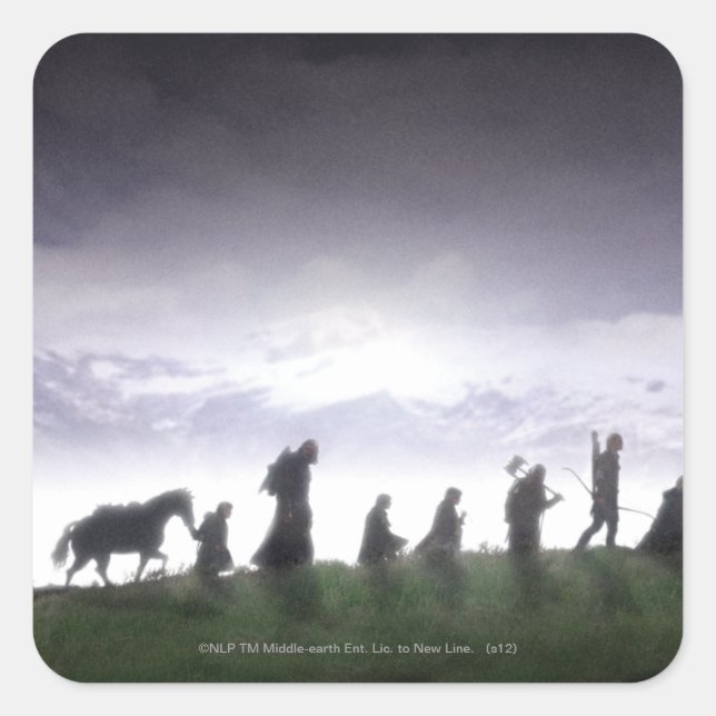 Pegatina Cuadrada La Comunidad del Anillo (Anverso)