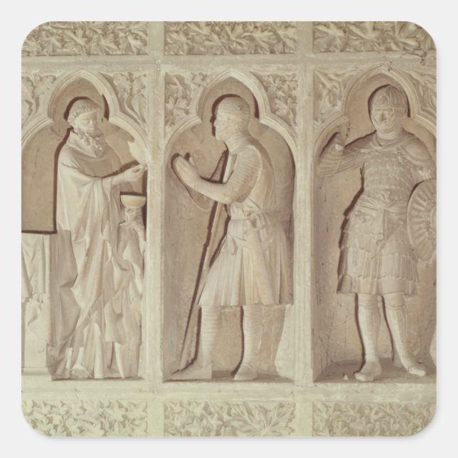 Pegatina Cuadrada La comunión de un caballero (Anverso)