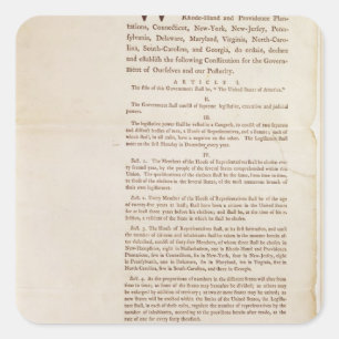 Pegatina Cuadrada La constitución de Estados Unidos, 1787