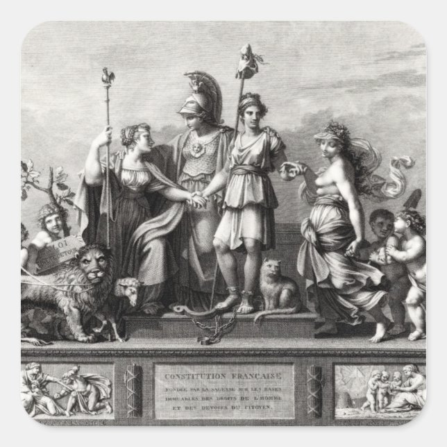 Pegatina Cuadrada La Constitución francesa (Anverso)