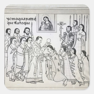 Pegatina Cuadrada La conversión de los aztecas a romanos