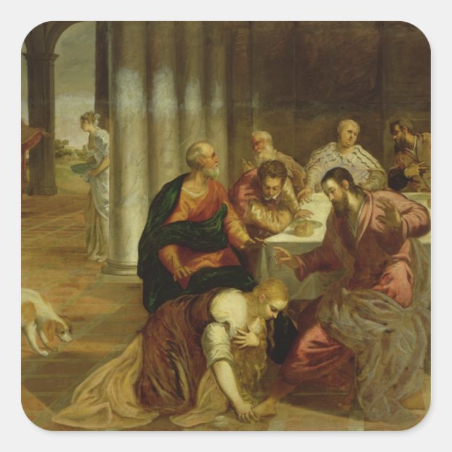Pegatina Cuadrada La conversión de María Magdalena, 1546-7 (Anverso)