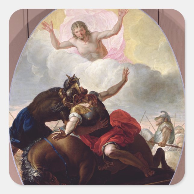Pegatina Cuadrada La conversión de San Pablo (Anverso)