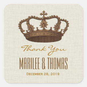 Pegatina Cuadrada La corona de BROWN le agradece novio de la novia