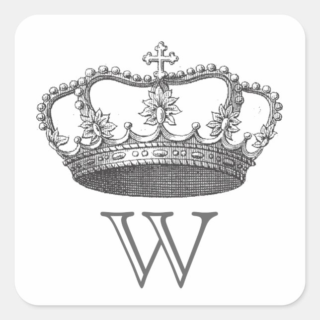 Pegatina Cuadrada La corona de la reina clásica (Anverso)