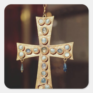 Pegatina Cuadrada La corona votiva de un rey visigol