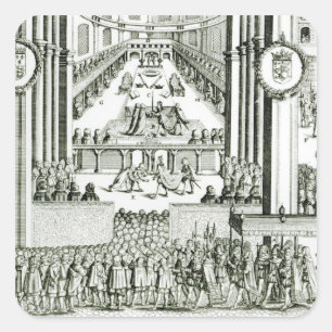 Pegatina Cuadrada La coronación de Carlos I