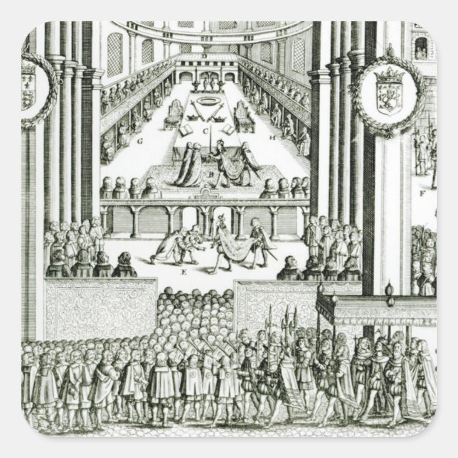 Pegatina Cuadrada La coronación de Carlos I (Anverso)